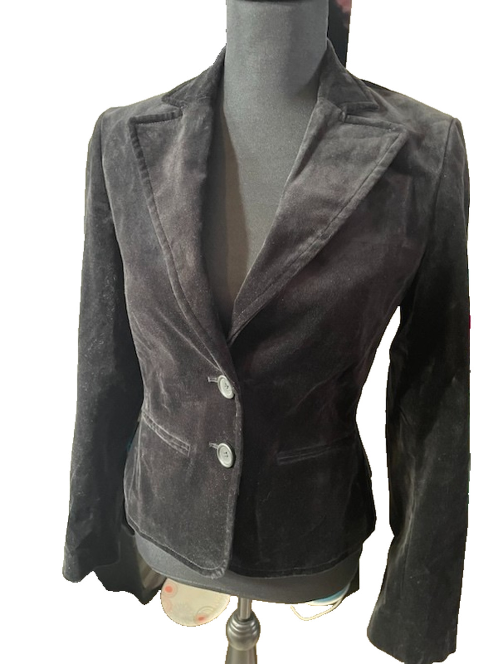 Express Design Studio Women's Black Velvet 2 Button Tailored Blazer Size 6 Indie